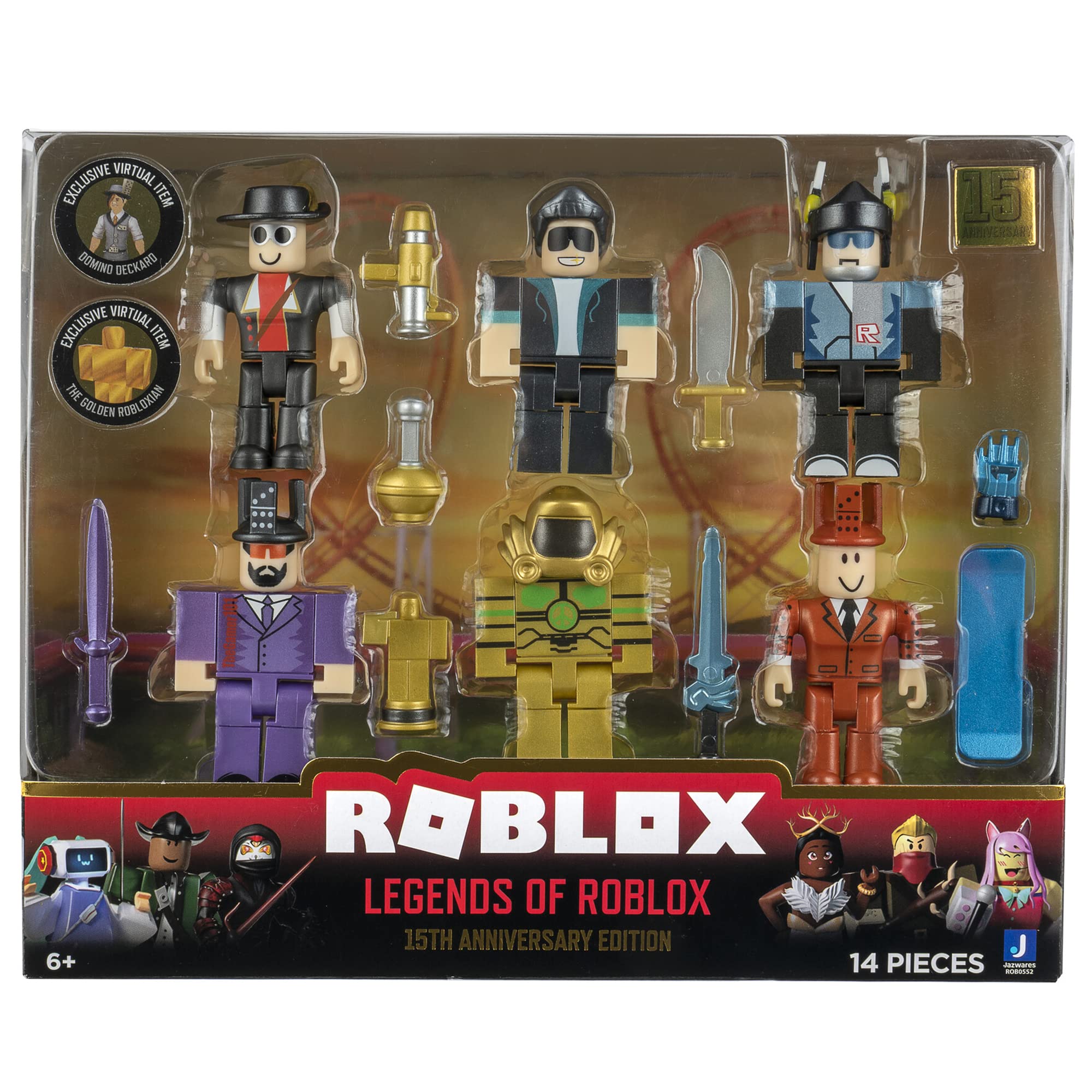 Roblox Action Collection - Legends of Roblox 15th Anniversary Gold Six Figure Pack, 6 years and up [Includes Exclusive Virtual Item]