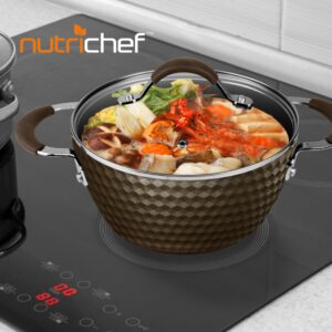 NutriChef Durable Non-Stick Dutch Oven Pot - High-Qualified Kitchen Cookware with See-Through Tempered Glass Lids, 3.6 Quarts, Works with Model: NCCW11DS), One size, Coffee - NutriChef PRTNCCW11COFDOP