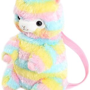 TOLLION Plush Stuffed Animal Backpack Bunny Backpack With Adjustable Gift For Women Girl (Rainbow Alpaca)