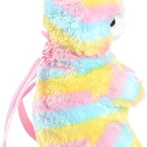 TOLLION Plush Stuffed Animal Backpack Bunny Backpack With Adjustable Gift For Women Girl (Rainbow Alpaca)