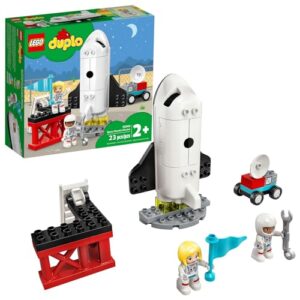 lego duplo town space shuttle mission rocket toy 10944, set for preschool toddlers age 2-4 years old with astronaut figures