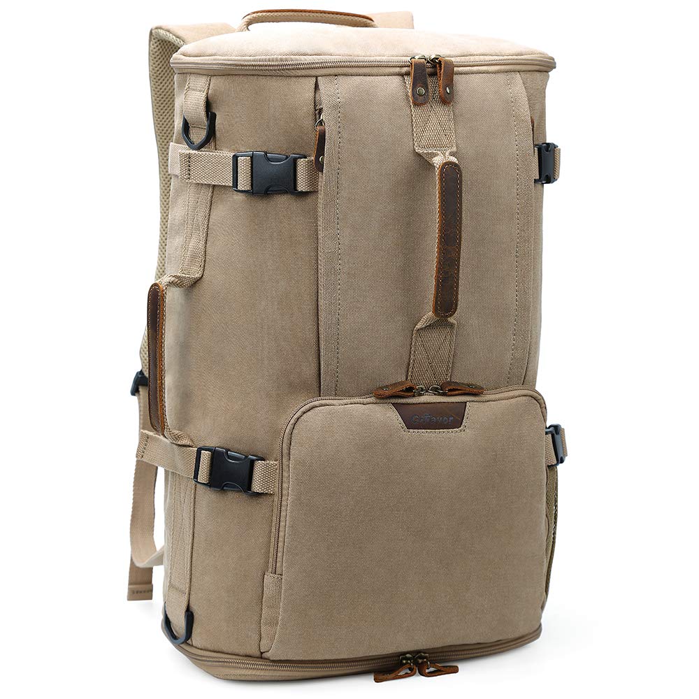 G-FAVOR 40L Travel Backpack, Vintage Canvas Rucksack Convertible Duffel Bag Carry On Backpack Fit for 17.3 Inch Laptop Bag