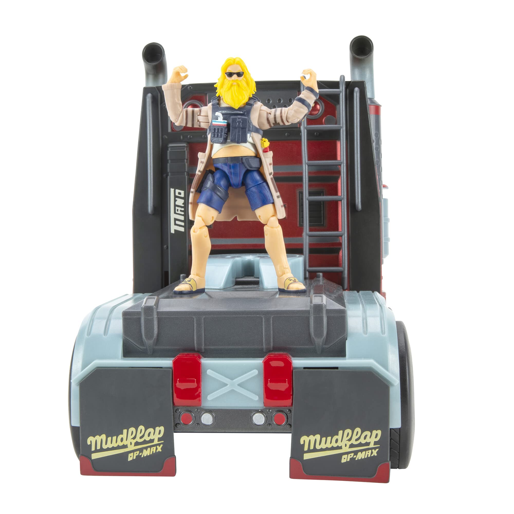 FORTNITE Feature Deluxe Mudflap RC Vehicle, Electronic Vehicle with 4-inch Articulated Relaxed Jonesy Figures and Accessory