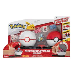 Pokémon Game with Squirtle and Jigglypuff - 2 Surprise Balls - 6 Attack Disks - Toys for Kids Fans