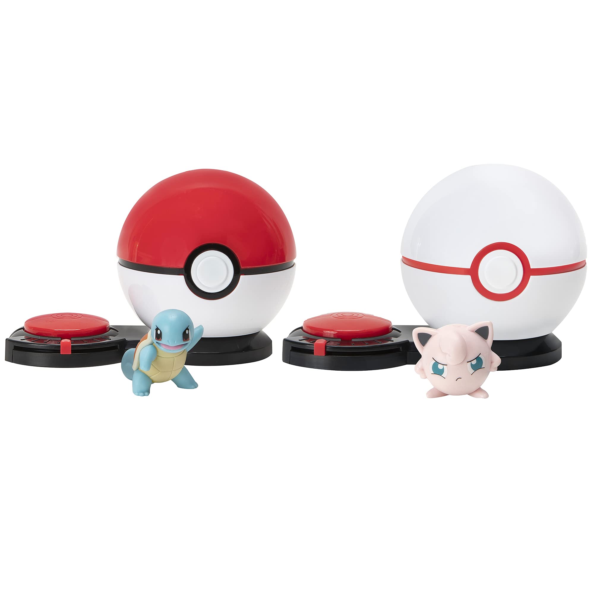 Pokémon Game with Squirtle and Jigglypuff - 2 Surprise Balls - 6 Attack Disks - Toys for Kids Fans