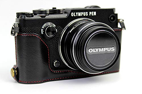 PU Leather Half Body Camera Cover Bag bottom Case For Olympus Pen-F camera ( Pen F)