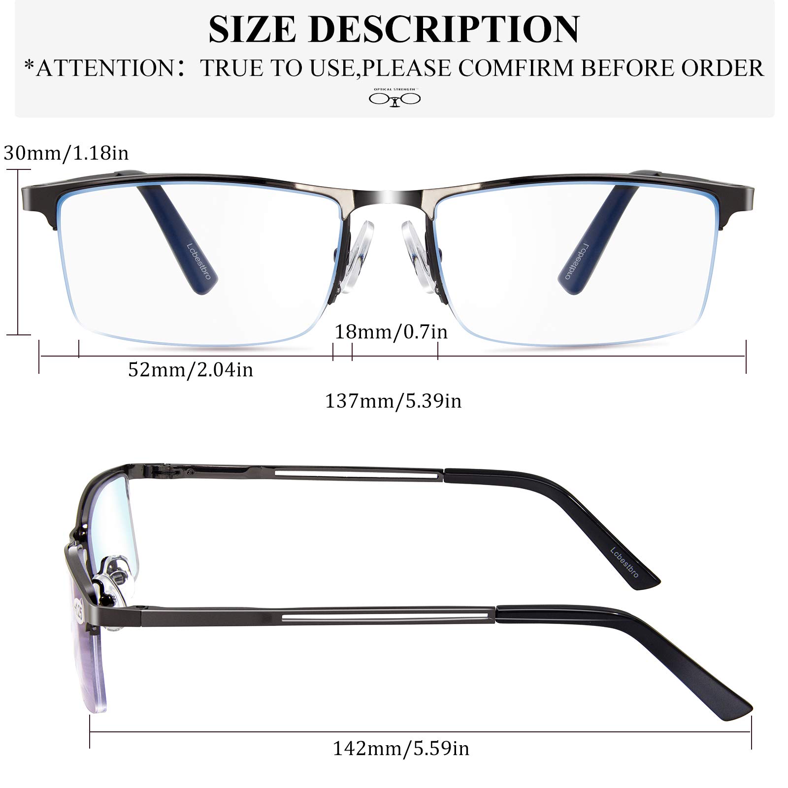 Lcbestbro Reading Glasses for Men, 1.0 Blue Light Blocking Reading Glasses Metal Readers