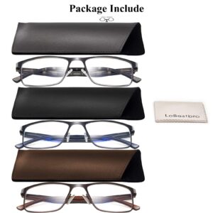 Lcbestbro 3 Pack Business Blue light Blocking Reading Glasses for Men, 1.5 Metal Readers