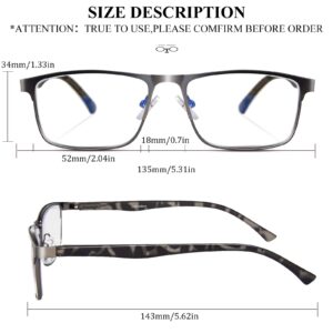 Lcbestbro 3 Pack Business Blue light Blocking Reading Glasses for Men, 1.5 Metal Readers