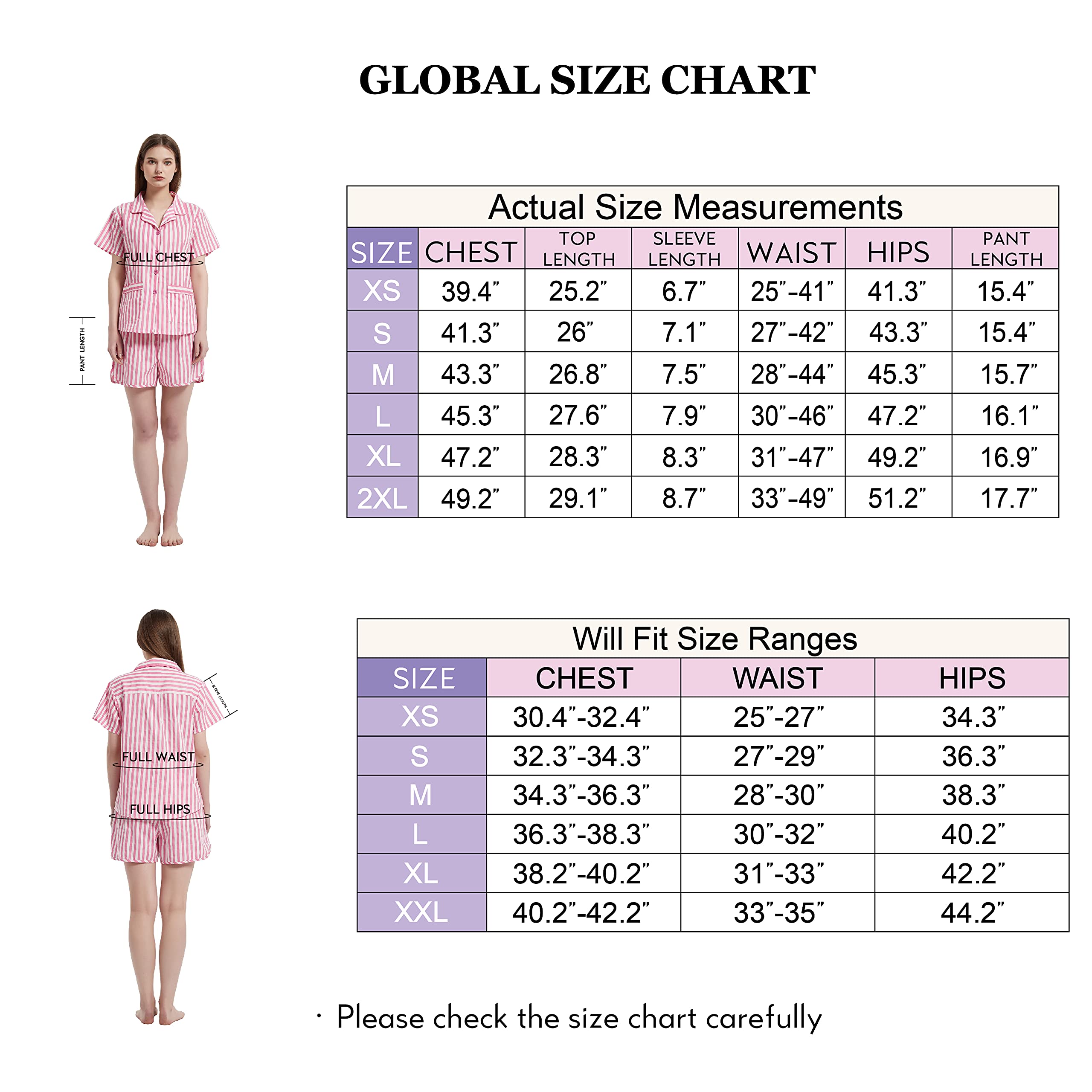 GLOBAL Womens Pajama Set Short Sleeve PJs for Women cotton Pajamas Summer Sleepwear