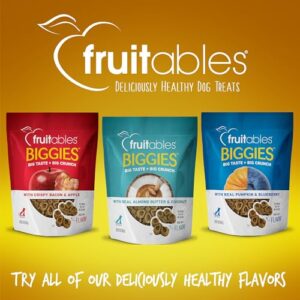 Fruitables Biggies Dog Biscuits – Crunchy Dog Biscuits Made with Pumpkin – Healthy Dog Treats Packed with Real Fruit Flavor – Free of Wheat, Corn and Soy – Peanut Butter & Banana – 16 oz