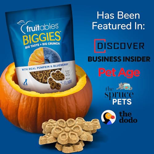 Fruitables Biggies Dog Biscuits – Crunchy Dog Biscuits Made with Pumpkin – Healthy Dog Treats Packed with Real Fruit Flavor – Free of Wheat, Corn and Soy – Peanut Butter & Banana – 16 oz