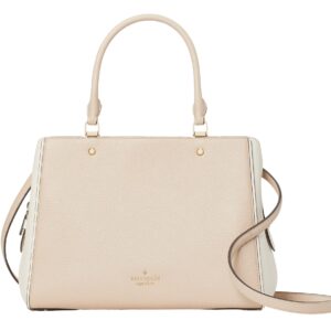 Kate Spade Leila Medium Triple Compartment Satchel Crossbody Bag Purse Handbag (Warm Beige)