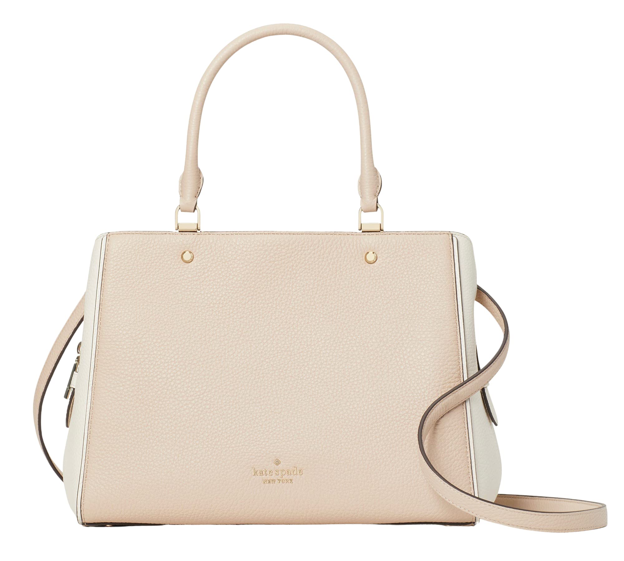 Kate Spade Leila Medium Triple Compartment Satchel Crossbody Bag Purse Handbag (Warm Beige)