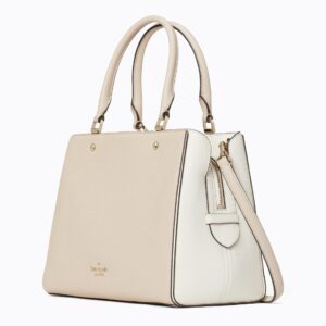 Kate Spade Leila Medium Triple Compartment Satchel Crossbody Bag Purse Handbag (Warm Beige)