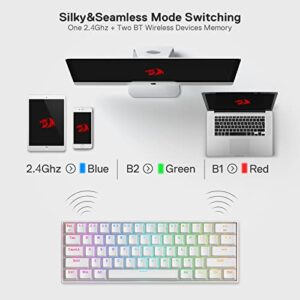 Redragon K530 Pro Draconic 60% Wireless RGB Mechanical Keyboard, BT/2.4Ghz/Wired 3-Mode 61 Keys Compact Gaming Keyboard w/Hot-Swap Socket, Free-Mod Plate Mounted PCB & Clicky Blue Switch