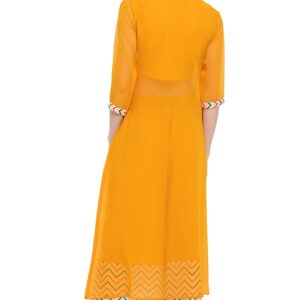 Janasya Indian Women's Yellow Poly Crepe Crop Top with Palazzo and Jacket