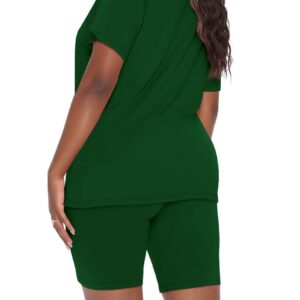 WIHOLL St Patricks Day Outfits for Women Summer Short Sleeve Pajama Set Green M