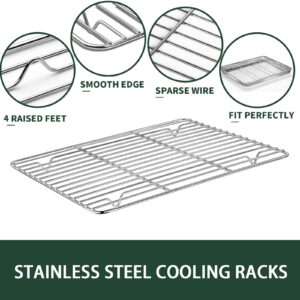 CEKEE Baking Sheet with Rack Set (2 Baking Pans + 2 Baking Racks), Stainless Steel Cookie Sheets for Baking Nonstick, Heavy Duty Jelly Roll Pans, Warp Resistant & Rust Free, Size 16 x 12 x 1 Inches