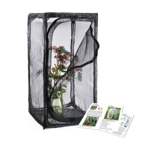 30" heavy duty monarch butterfly habitat, outdoor collapsible insect mesh cage terrarium pop-up with zipper protection