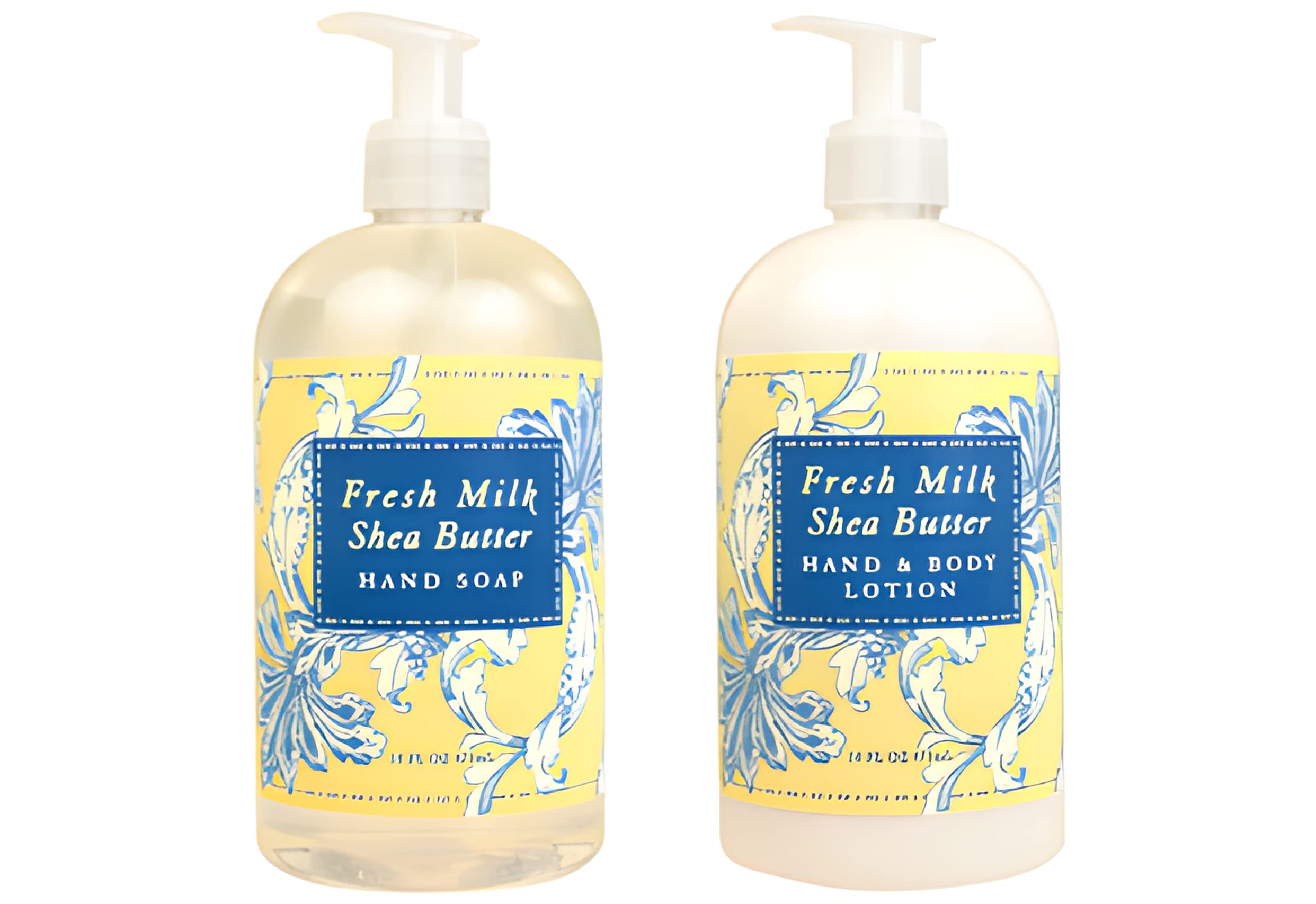 Greenwich Bay Fresh Milk Body Care Spa Quartet - Hand Soap, Lotion, Body Butter, and Soap Bar Square - Luxurious Shea Butter Body Care in Captivating Botanical Scents