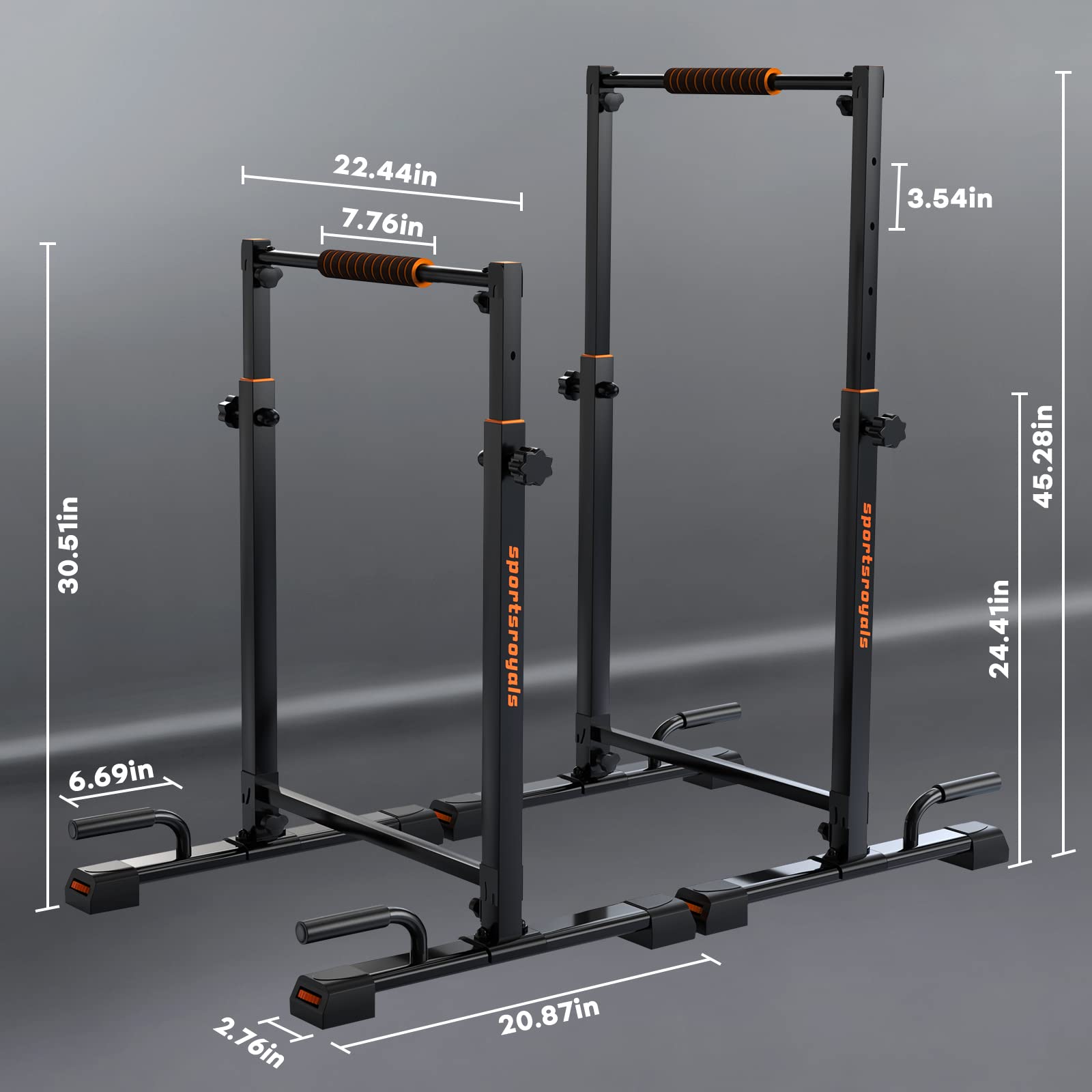 Sportsroyals Dip Bar, Adjustable Parallel Bars for Home Use, Dip Station with 6 Height Level & 1200LBS Weight Limit