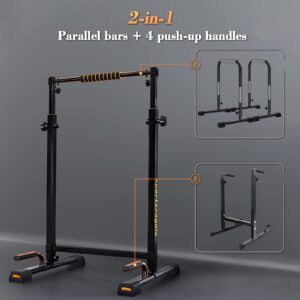 Sportsroyals Dip Bar, Adjustable Parallel Bars for Home Use, Dip Station with 6 Height Level & 1200LBS Weight Limit