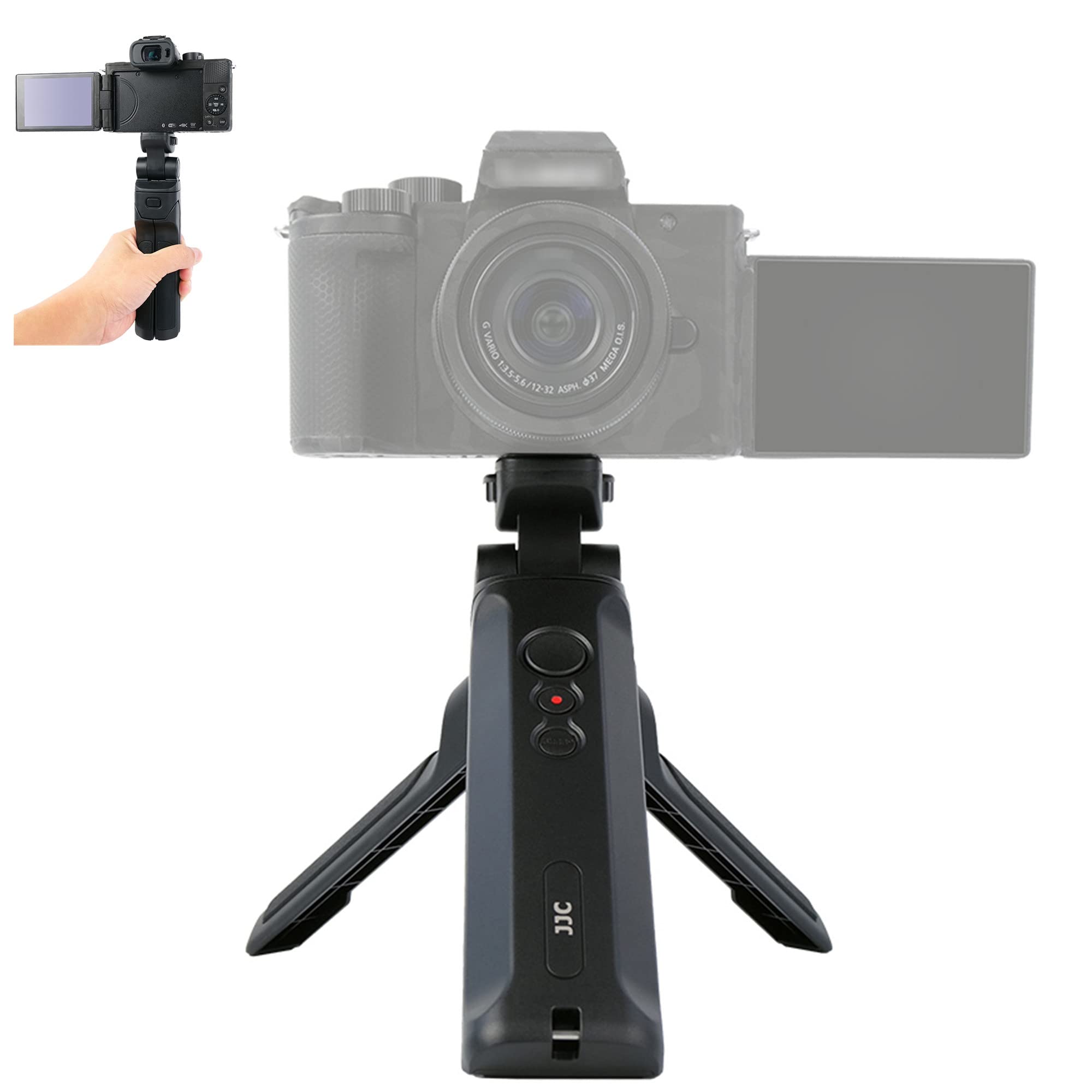 JJC Wired Shutter Remote Control Mini Tripod for Panasonic Lumix S5 II S5 IIX GH6 GH5 II G100 S1 S1R S1H G95 G85 G9 G85 GH5s FZ1000II Camera Vlogging Live Streaming Selfie Recording Replaces DMW-SHGR1