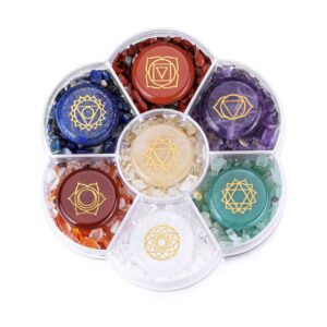 crystaltears 7 chakra crystal stones natural reiki healing crystals gemstones with engraved chakra symbol tumbled polished chakra stone kit for meditation crystal therapy gift for christmas