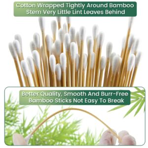 500PCS 6" Cotton Swabs in Storage Box - Long Cotton Swab with Bamboo Handle - Lint Free Cotton Swabs with Wooden Sticks - Highly Absorbent Cotton Tipped Applicators for Makeup, Gun Cleaning, Pet Care