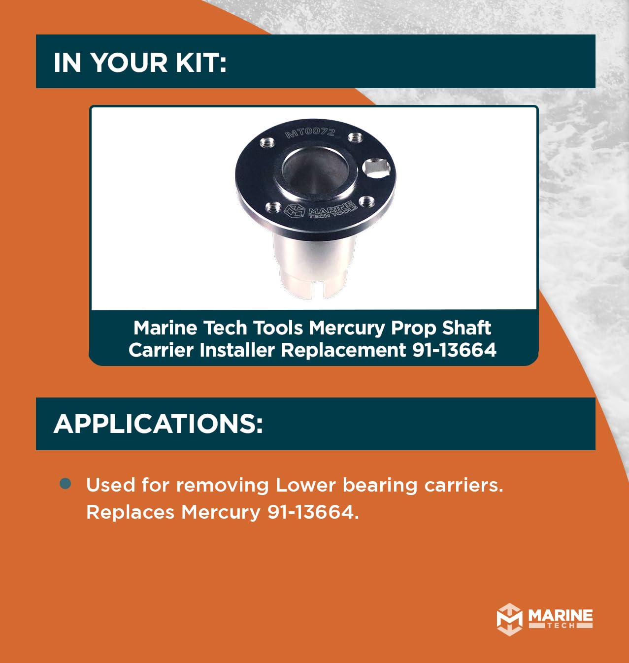 Marine Tech Tools Mercury Prop Shaft Carrier Installer & Removal Tool, Removes & Installs Lower Bearing Carrier, Replaces Mercury 91-13664