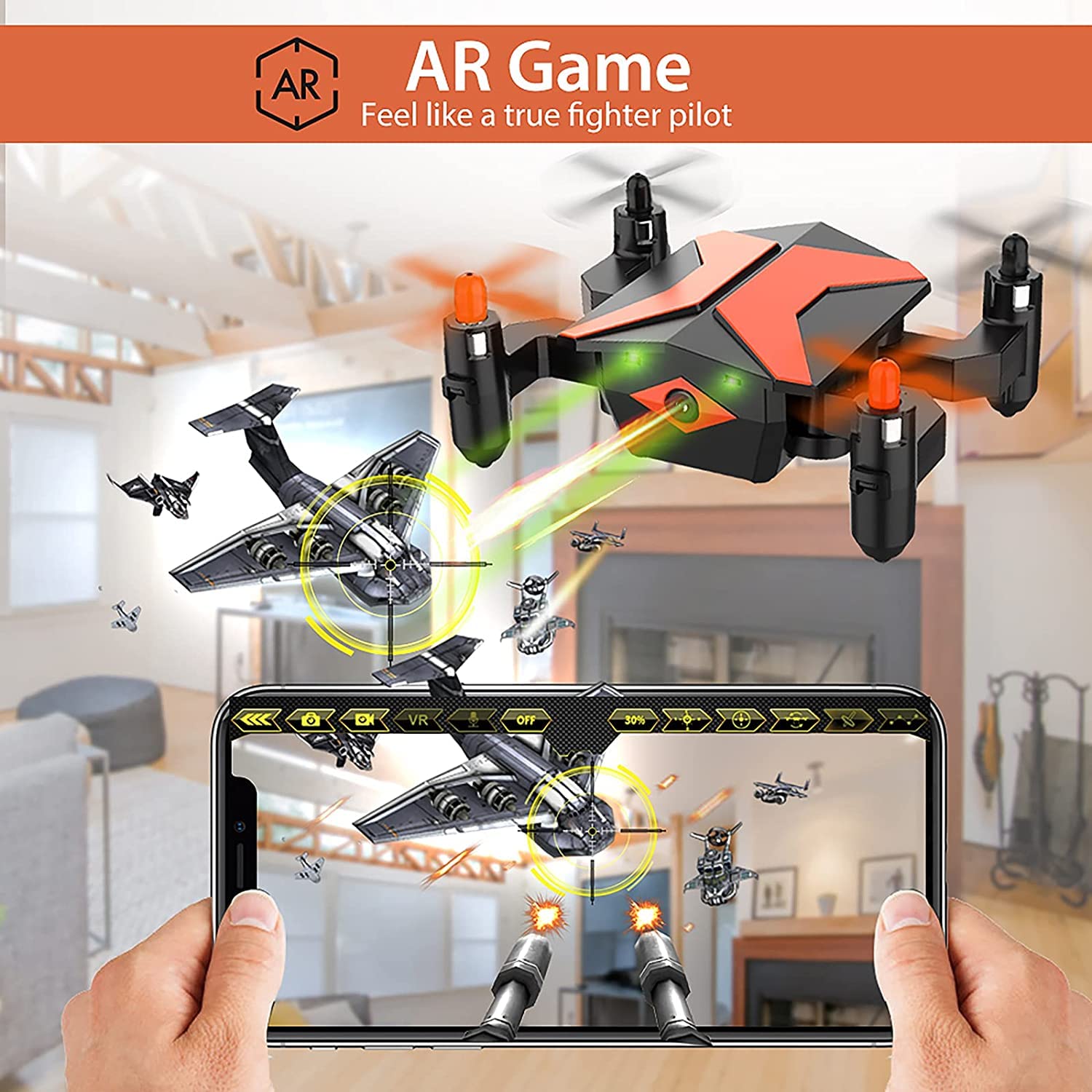 ATTOP Mini Drone with Camera - FPV Drones for Kids, RC Quadcopter Kids Drone with App FPV Video, Voice Control, Altitude Hold, Headless Mode, Trajectory Flight, Foldable Drone Girls Gifts Boy Toys