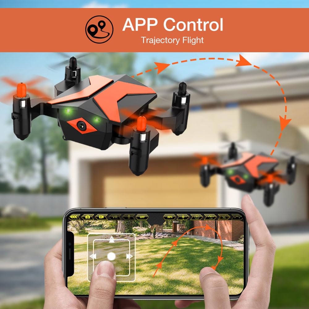 ATTOP Mini Drone with Camera - FPV Drones for Kids, RC Quadcopter Kids Drone with App FPV Video, Voice Control, Altitude Hold, Headless Mode, Trajectory Flight, Foldable Drone Girls Gifts Boy Toys