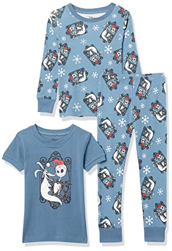 Amazon Essentials Disney | Marvel | Star Wars Unisex Kids' Snug-Fit Cotton Pajama Sleepwear Sets, Nightmare Santa Jack, 12