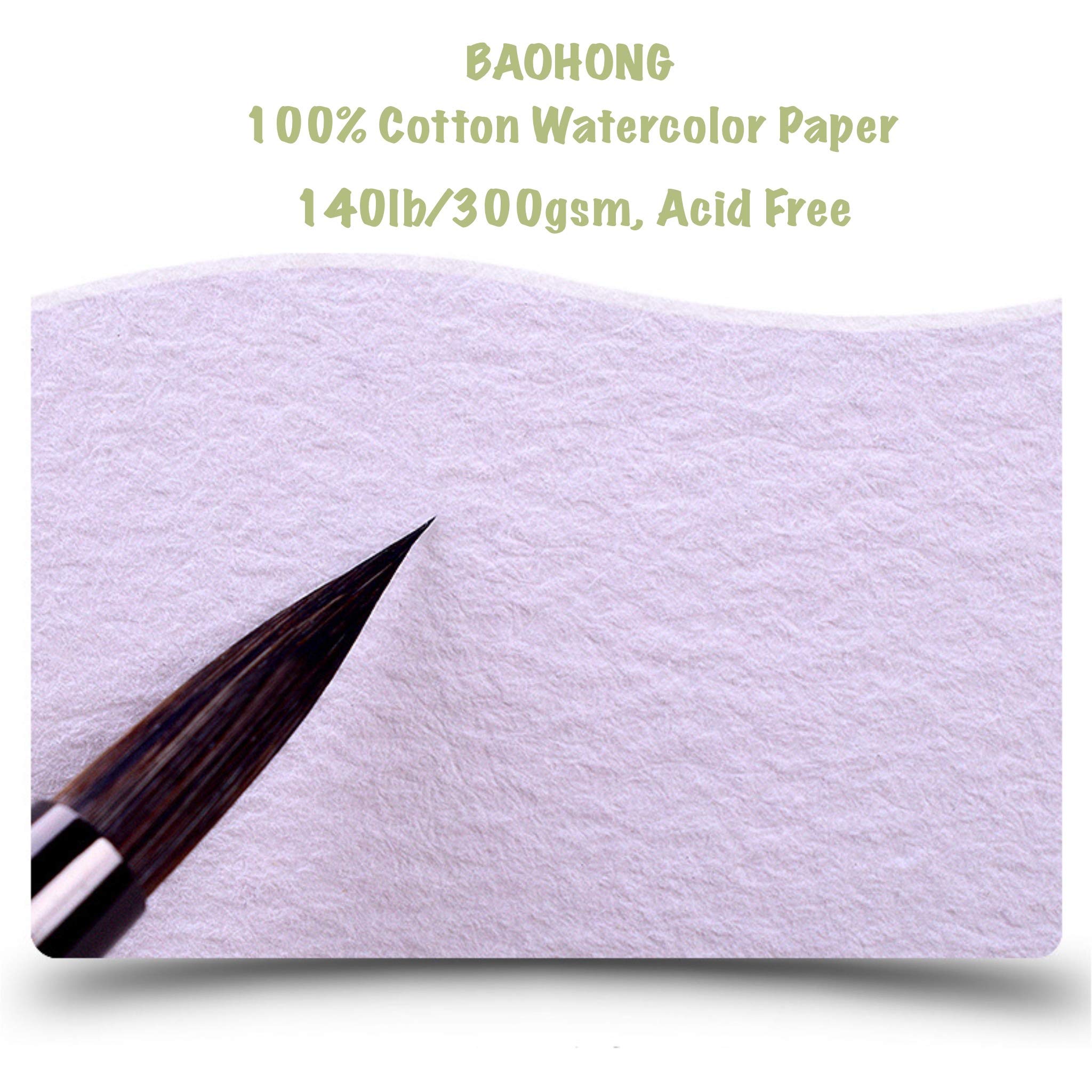 BAOHONG Artists' Watercolor Painting Block, Pack of 2, 40 Sheets 100% Cotton, Acid-Free, 140LB/300GSM, Cold Press Textured, Ideal for Watercolor Techniques, Colored Pencil and Pastel