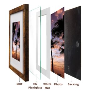 SESEAT 11x14 Frames, Display Pictures 8x10 With mat or 11x14 Prints Without Mat,Wall Mounting,Brown,6PCS