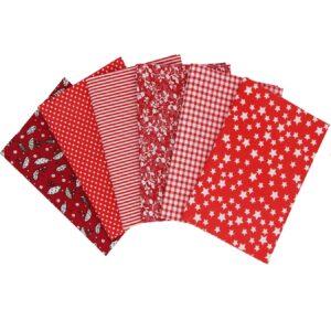 aufodara 6 Pieces 19.6" x 31.4" (50cm x 80cm) Cotton Fabric Precut Rectangle Cotton Craft Fabric Bundle Patchwork for DIY Sewing Scrapbooking Crafting Artcraft (Red)