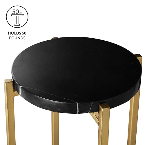 Urban Lifestyle Marble Side Drink Table, Black ‎8.5 in x 8.5 in x 22.5 in