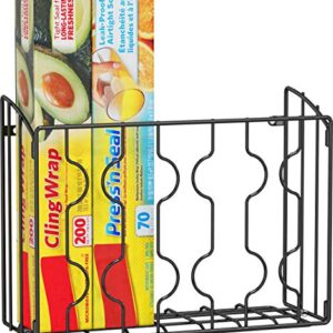 Simple Houseware Wall Door Mount Kitchen Wrap Organizer Rack, Black