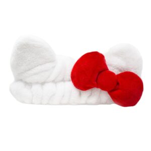 the crème shop hello kitty x plush spa headband with hello kitty's signature bow, face wash hair band for women