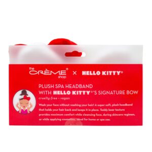 The Crème Shop Hello Kitty x Plush Spa Headband with Hello Kitty's Signature Bow, Face Wash Hair Band For Women