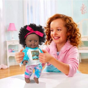 iBayda One-Piece 12 inch Realistic Black Baby Girl Doll Toy African-American Washable Silicone Baby Doll with 2-Sets Doll Clothes (Only One Doll)