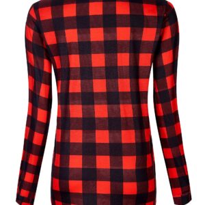 Urban CoCo Women's Classic Plaid Shirt Button Down Long Sleeve Blouse (M, 8)