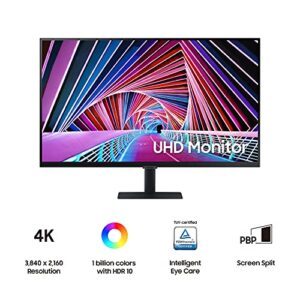 SAMSUNG 32” S70A Series 4K UHD (3840x2160) Computer Monitor, HDMI, DisplayPort, HDR10 (1 Billion Colors), 3-sided border-less, TUV-certified Intelligent Eye Care, LS32A700NWNXZA