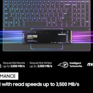 SAMSUNG 980 SSD 500GB PCle 3.0x4, NVMe M.2 2280, Internal Solid State Drive, Storage for PC, Laptops, Gaming and More, HMB Technology, Intelligent Turbowrite, Speeds up-to 3,500MB/s, MZ-V8V500B/AM