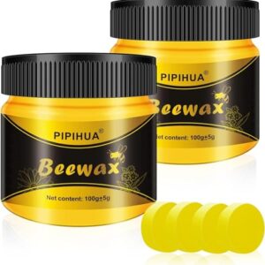 PIPIHUA Beeswax Polish and Conditioner for Wood Furniture - Waterproof & Repair Wax, Multipurpose Wood Cleaner and Furniture Polish (2 x 100g with 4 Sponges)