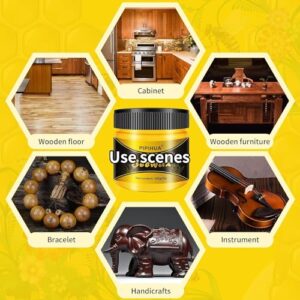 PIPIHUA Beeswax Polish and Conditioner for Wood Furniture - Waterproof & Repair Wax, Multipurpose Wood Cleaner and Furniture Polish (2 x 100g with 4 Sponges)