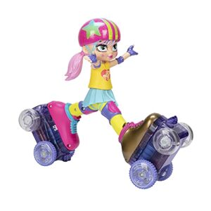 JAKKS Pacific Rock N Rollerskate Doll Rainbow Riley Light Up Remote Control Rollerskating Doll - Plays Music and Skates!, 10" H