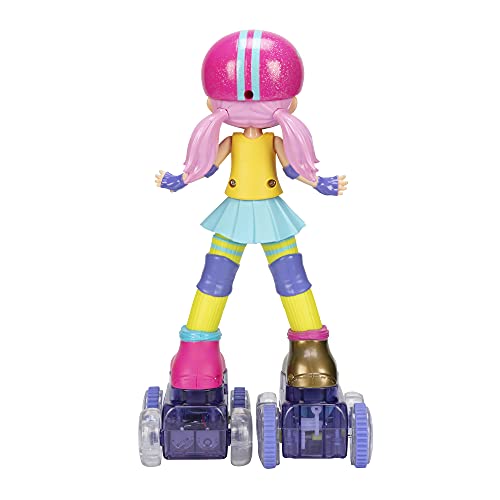 JAKKS Pacific Rock N Rollerskate Doll Rainbow Riley Light Up Remote Control Rollerskating Doll - Plays Music and Skates!, 10" H