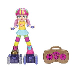 JAKKS Pacific Rock N Rollerskate Doll Rainbow Riley Light Up Remote Control Rollerskating Doll - Plays Music and Skates!, 10" H